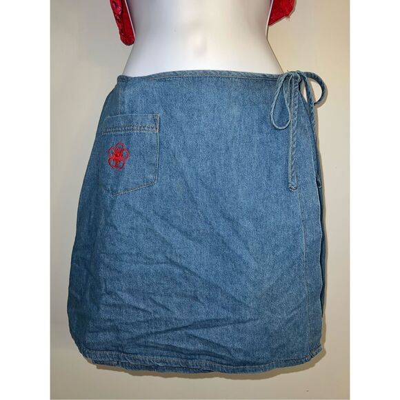 Vintage Y2K Jean Denim Mini Skirt 100% Cotton XS-S - Picture 3 of 8